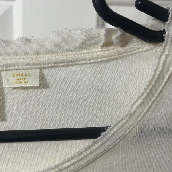 Maeve by Anthropology Linen Blend Cream Ivory Crew 3/4 Sleeve Tee Women's Small - Picture 6 of 8